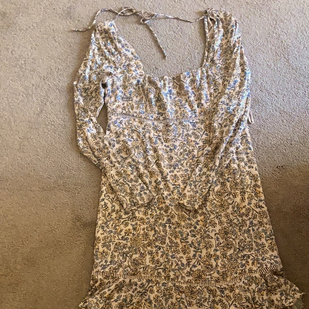 Long sleeve floral cotton dress